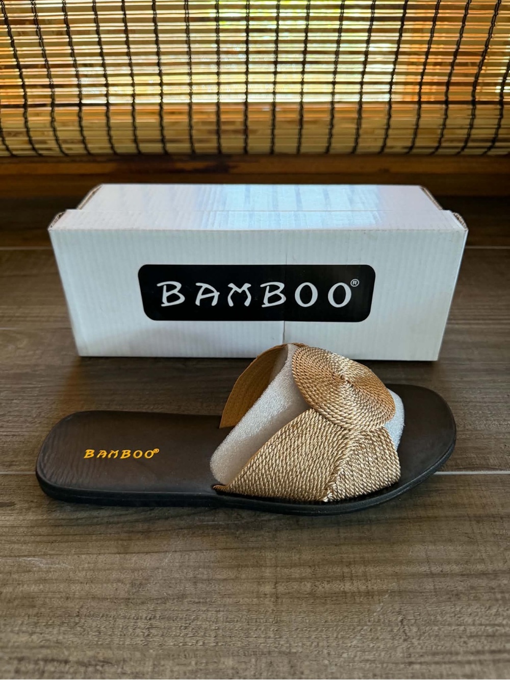 BAMBOO Sunbathe Metallic Braided Sandal in Gold Tan - Multiple Sizes - Ships Now